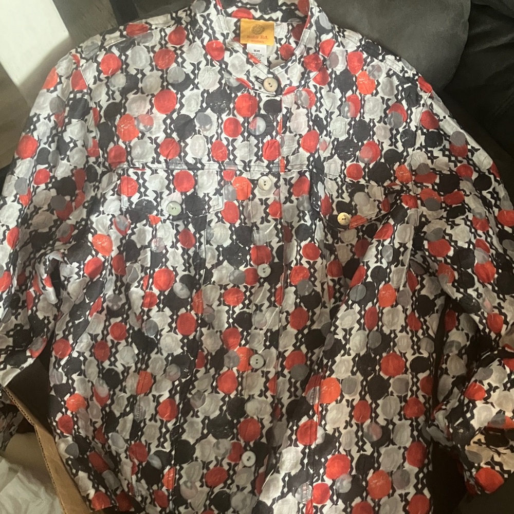Ruby Rd. Red and Black Floral Shirt
